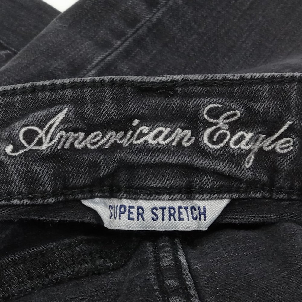 American Eagle Black Denim Super Stretch Skinny Jeans Size 0 - Picture 6 of 8